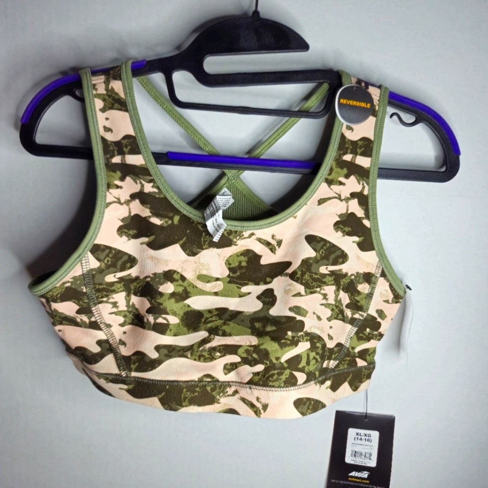 AVIA GIRLS REVERSIBLE SPORTS BRA VARIOUS‎ SIZES L(10-12 PLUS) XL (14-16)